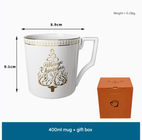 Luxuriöses Weihnachts-Keramik-Geschirrset in Weißgold mit Goldrand-Tellern, Porzellan-Tassen und Rentier-Muster für Festliche Tischdekoration