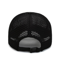Casquette de baseball respirante en maille intégrale à 6 panneaux, avec patch en cuir réglable, légère, séchage rapide, pour la course, la pêche, style trucker