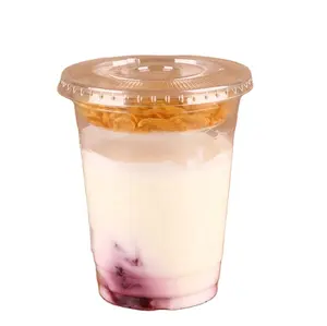 PTPACK Custom Yogurt Cup split Combo 9oz 12 oz Clear Ice Cream Plastic Parfait Cup 9 12 Oz con inserto e coperchi piatti