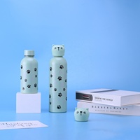Bouteille isotherme de voyage en acier inoxydable avec motif animal mignon, anti-fuite, sans BPA, à large ouverture, avec poignée, pour enfants, personnalisable avec logo OEM