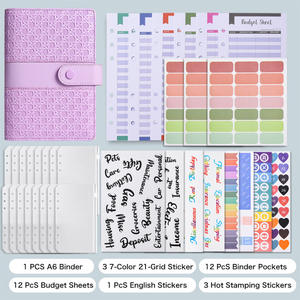 Organiseur de budget de luxe A6 en cuir PU motif tressé avec 6 anneaux et enveloppes pour argent liquide pour l'organisation des dépenses quotidiennes - Product Image 5