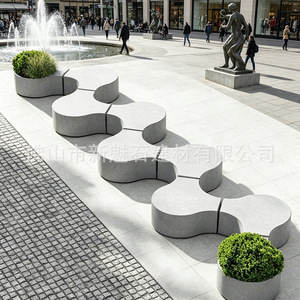 Nuevos Materiales de Construcción de Piedra GRC: Banco Modular Combinado y Taburete Combinado para Patio Exterior, Plaza y Jardín de Cemento. - Product Image 2