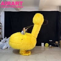 Costume de mascotte gonflable géant en forme d'autruche jaune, mascotte d'oiseau gonflable personnalisée pour parc à thème, carnaval, spectacle de rue