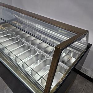 Ý Sang Trọng Truy Cập Hiển Thị Hàng Đầu Showcase Trường Hợp Máy LED Ánh Sáng Gelato <span class=keywords><strong>Ice</strong></span> <span class=keywords><strong>Cream</strong></span> Tủ Lạnh Cho Thịt Và Bánh Lưu Trữ - Product Image 5