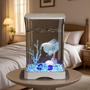 Dou <span class=keywords><strong>Fish</strong></span> Pro Betta Kit Tank Self Clean acquario acrilico Desktop Eco <span class=keywords><strong>Fish</strong></span> Hab con filtro a LED tutto in uno pronto all'uso - Product Image 1