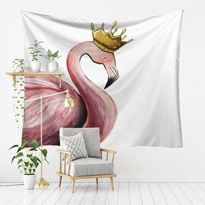 Vibrant lumineux tropical flamant rose série maison fond mur œuvre artisanat Rectangle affiche couverture Polyester tapisseries - Product Image 4