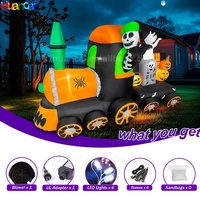 7ft Horreur Gonflable Fantôme Train Halloween Pierre Tombale Citrouille Fabricant OEM Vente En Gros Halloween Gonflable pour Jardin Cour