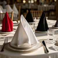 Nappe en tissu de coton blanc moderne haute densité, style tissé, qualité hôtelière, pour banquets et couvre-tasses