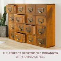 Organisateur de bureau de catalogue de cartes à 16 tiroirs en bois rustique Home Office Curio Cabinet Tea Coffee Pod Storage Commode d'apothicaire