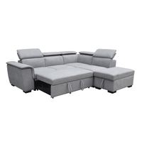 Canapé-lit sectionnel en L avec fonction de sommier escamotable, appui-tête réglable et ottoman de rangement – Vente directe usine