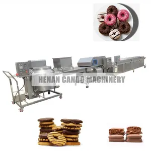 Automatic Cookie Dates Chocolate Coating Machine Mini Enrobing Machine chocolate Enrober Line