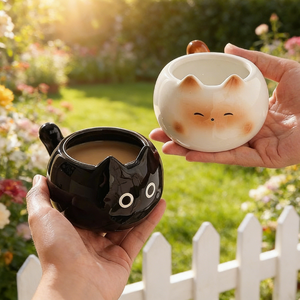 Taza <span class=keywords><strong>de</strong></span> Cerámica con Diseño <span class=keywords><strong>de</strong></span> Gato Siamés Estilo Caricatura, con Cuchara, Regalo <span class=keywords><strong>de</strong></span> Cumpleaños, Artículo para Fiestas, para Niñas - Product Image 3