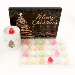 Caja de <span class=keywords><strong>Calendario</strong></span> de <span class=keywords><strong>Adviento</strong></span> Navideño Ecológica con Grabado Dorado Personalizado, Bandeja de 24 Cavidades para Ceras Aromáticas con Diseño de Árbol de Navidad - Product Image 2