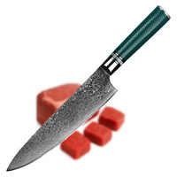 Ensemble de couteaux de chef japonais de luxe 67 couches damas forgés à la main 6-8 pouces manche en nid d'abeille en résine lavable au lave-vaisselle