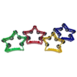 Tambourin en plastique multicolore en forme d'étoile avec 7 grelots métalliques pour la performance des enfants - Vente en gros - Product Image 1