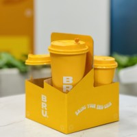 Plateau porte-boissons en pulpe ondulée 4 tasses pour café, vin et boissons à emporter - Compostable pour cafés, événements et livraison