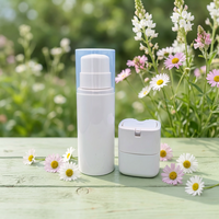 Flacon pompe sans air carré en PP blanc de 50 ml et 100 ml pour sérum de soin de la peau et crème pour le visage, contenants d'emballage cosmétique