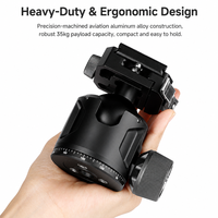 Tête de trépied à profil bas de 54 mm, capacité de charge de 35 kg, tête de trépied robuste avec plaque de dégagement rapide de type Arca pour appareil photo reflex numérique sans miroir