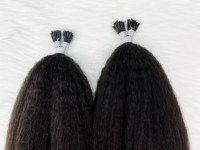 Extensions de cheveux brésiliens vierges en gros, lisses et crépus, à micro-anneaux, pointe en I
