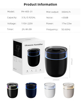 Portable H2O Essential Diffuseur Mini Humidificateurs D'air 3.5L Dynamique 7 Couleur Led Éclairage Mignon Humidificateurs De Chambre