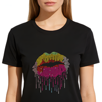 Transfert thermocollant de strass effet arc-en-ciel pour T-shirt