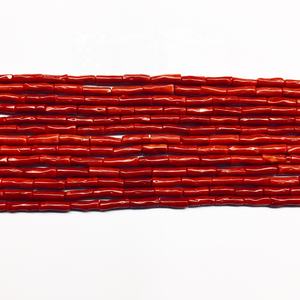 Tira de Coral Rojo Italiano Natural de Alta Calidad para Fabricación de Joyería, Tubo Barroco 3x6.5mm, Cuentas de Concha, Hueso y Coral - Product Image 2