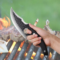 Couteau à désosser professionnel pour cuisine, acier à haute teneur en carbone, couteau de boucher martelé, hachoir à viande avec étui en cuir