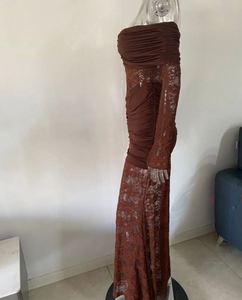 Drop Shipping di alta qualità <span class=keywords><strong>abito</strong></span> in <span class=keywords><strong>pizzo</strong></span> a manica lunga a due colori da donna vestito aderente in Maxi <span class=keywords><strong>abito</strong></span> da festa per le vacanze - Product Image 3