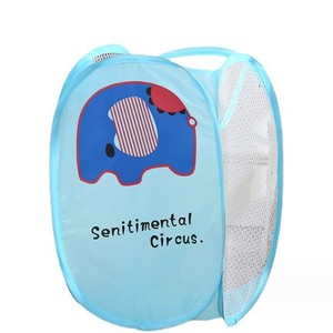 Cartoon Toy Storage <b>Basket</b>, Bedroom and Bathroom Laundry Hamper, <b>Mesh</b> Large Capacity Dirty Clothes Storage - Product Image 2