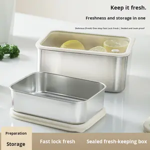 Boîte à <span class=keywords><strong>lunch</strong></span> en acier inoxydable 304 avec récipient intérieur amovible, couvercle étanche, compatible lave-vaisselle, pour la maison, les voyages, le stockage des aliments bento - Product Image 2