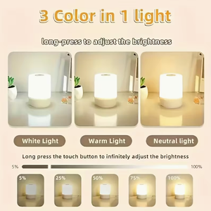 Lampe de chevet LED rechargeable à intensité variable avec commande tactile, lumière blanc chaud 2700K, lampe de table cylindrique pour chambre à coucher - Product Image 6