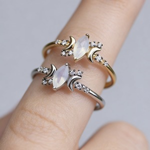 Women's <b>Opal</b> <b>Ring</b> Gold And <b>Silver</b> Marquise Star Moon Design Prong Setting Gift Jewelry Fashion <b>Rings</b> - Product Image 1