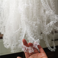 Ruban à franges de broderie en maille blanche et noire de 2CM de large, plis élastiques, garniture à volants, Applique en dentelle, col de robe, poignets, bricolage, couture