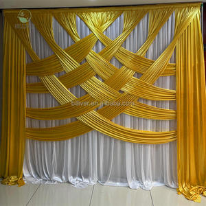 Hochwertige Eisseide Hochzeitspaneele Verschiedene Typen und Elegante Draperien Kreuzdesign Vorhänge Hochzeits-Hintergrunddekoration - Product Image 3