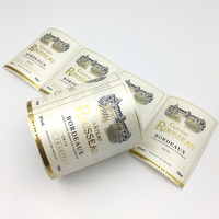 Étiquettes autocollantes rectangulaires en vinyle imperméable de haute qualité, personnalisées, pour l'emballage alimentaire, en rouleau, pour bouteilles de vin