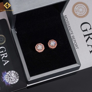 Hip Hop Jewelry Pass Diamond Tester 925 Silver Mens Rose Gold Screw <b>Back</b> GRA Moissanite <b>Earrings</b> - Product Image 4