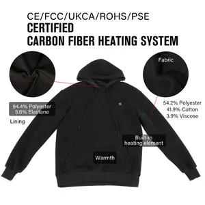 Winter Outdoor Hoodie Katoen Custom Unisex Hoodies Broek Pak Oplaadbare Batterij Usb Verwarmde Hoodie Heren