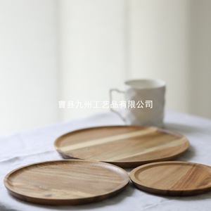 Acacia Wood Round <b>Trays</b> Solid Wood <b>Tea</b> Serving Plates For Home Coffee <b>Tea</b> Use - Product Image 3