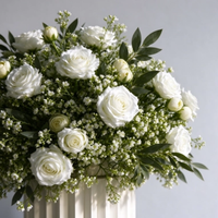 Set Rangkaian Bunga Kolom Pernikahan Mawar Putih Buatan dengan Gypsophila