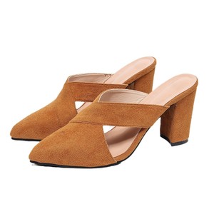 Mules élégantes à talon épais et bout pointu pour femme, en daim ajouré, grandes tailles - Product Image 5