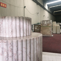 Table d'appoint colonne en marbre rose crème cannelé SH STONE en pierre naturelle pour salon et décoration intérieure