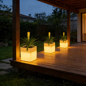 LED <b>Solar</b> Powered Waterproof Outdoor Indoor Glowing Plastic <b>Flower</b> Pot <b>Light</b> Eco-Friendly Lightweight Home Planter 3L Garden - Product Image 5