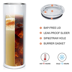 Metallo 20oz <span class=keywords><strong>Tumbler</strong></span> in acciaio inox sublimazione Blanks stampante lato dritto tazza a bocca larga con coperchio tazza - Product Image 3