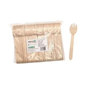 批发叉子和刀子木制航空公司使用单木制餐具3合1一次性木制餐具意大利面条叉