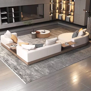 <span class=keywords><strong>Canapé</strong></span> modulaire en <span class=keywords><strong>cuir</strong></span> <span class=keywords><strong>beige</strong></span> moderne en forme de L avec coussins amovibles et rangement dissimulé pour salon, meubles de luxe pour la maison - Product Image 3