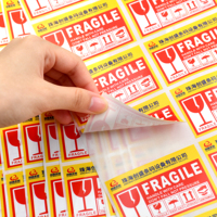 Etiquetas Adhesivas de Advertencia Rojas al por Mayor, con la Frase 'Fragile Handle With Care', Etiquetas de Envío Impermeables para Logística Express