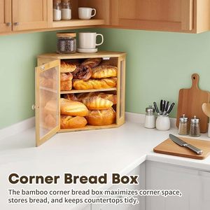 Boîte à pain en bambou à double couche, armoire de rangement de cuisine, couleur naturelle, organisateur multifonctionnel de bureau pour aliments et cosmétiques - Product Image 3