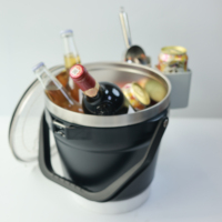 7.2L grande capacité seaux à glace boissons baignoires pinces en acier inoxydable Double paroi isolé sous vide avec couvercle