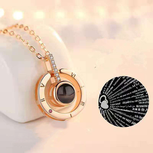Vòng Cổ Chiếu Vòng Cổ Đính Đá Pha Lê Hình Trái Tim Love You 100 Ngôn Ngữ Cho Nữ Valentine - Product Image 3