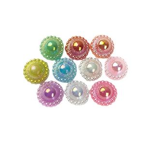 Accesorios DIY hechos a mano para el cabello, equipaje y joyería: Adornos planos de girasol de ABS, lazos con cuentas de imitación de perlas y piezas de plástico pintado - Product Image 5